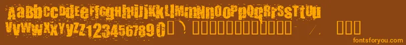 Punkass-Schriftart – Orangefarbene Schriften auf braunem Hintergrund