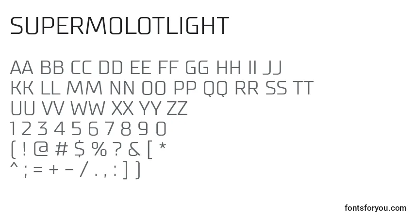 SupermolotLightフォント–アルファベット、数字、特殊文字