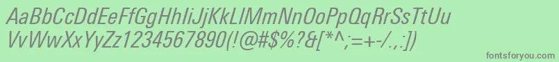 Шрифт UniversNextProCondensedItalic – серые шрифты на зелёном фоне