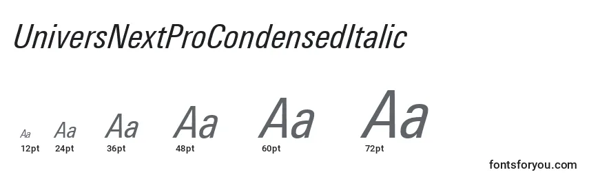 UniversNextProCondensedItalic Font Sizes