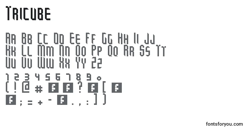 Schriftart Tricube – Alphabet, Zahlen, spezielle Symbole