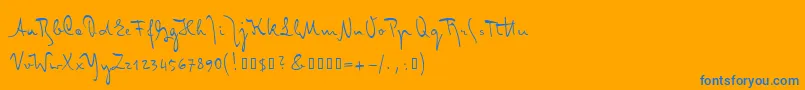 フォントMisterk – オレンジの背景に青い文字