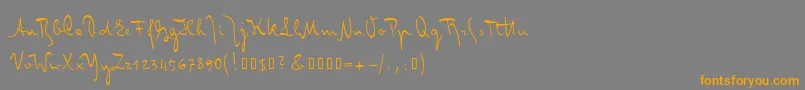 フォントMisterk – オレンジの文字は灰色の背景にあります。