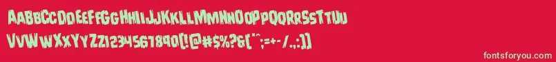Leatherfacerotate Font – Green Fonts on Red Background