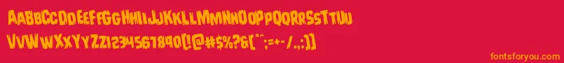 Leatherfacerotate Font – Orange Fonts on Red Background