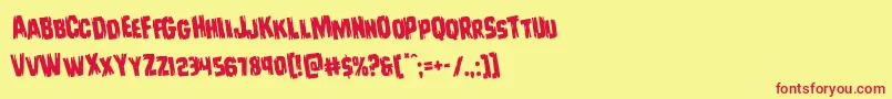 Leatherfacerotate Font – Red Fonts on Yellow Background