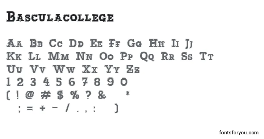Fuente Basculacollege - alfabeto, números, caracteres especiales