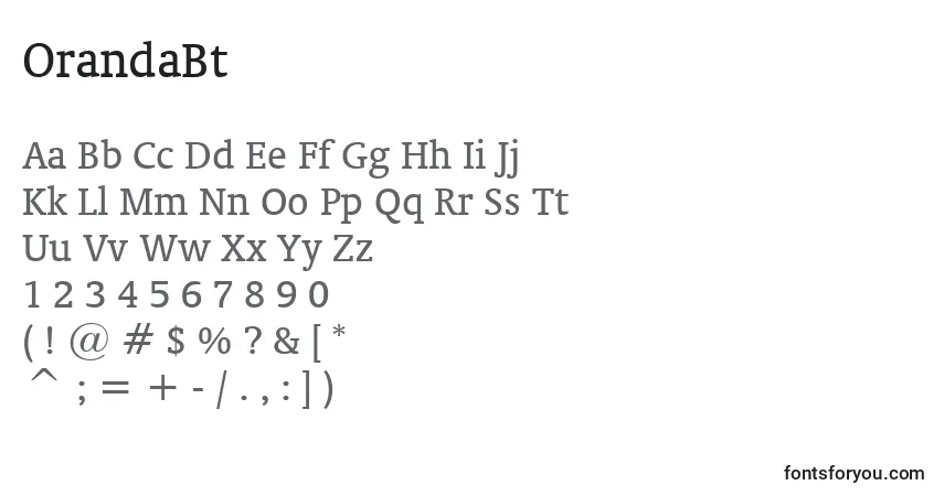 A fonte OrandaBt – alfabeto, números, caracteres especiais