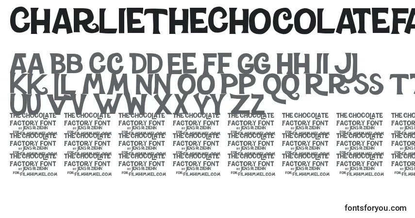 A fonte CharlieTheChocolateFactory – alfabeto, números, caracteres especiais