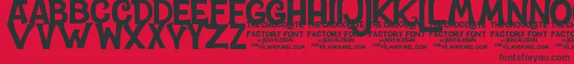 CharlieTheChocolateFactory-Schriftart – Schwarze Schriften auf rotem Hintergrund