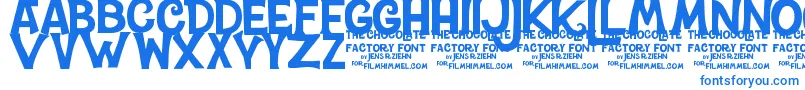 フォントCharlieTheChocolateFactory – 白い背景に青い文字