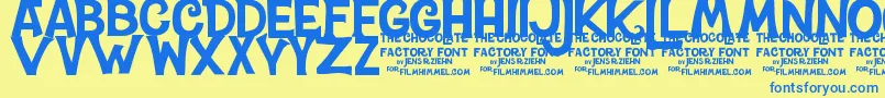 CharlieTheChocolateFactory Font – Blue Fonts on Yellow Background