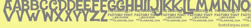 Fonte CharlieTheChocolateFactory – fontes cinzas em um fundo amarelo
