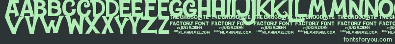 フォントCharlieTheChocolateFactory – 黒い背景に緑の文字