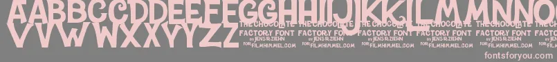 フォントCharlieTheChocolateFactory – 灰色の背景にピンクのフォント