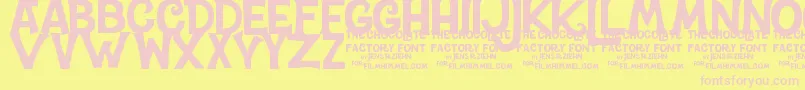 CharlieTheChocolateFactory-Schriftart – Rosa Schriften auf gelbem Hintergrund