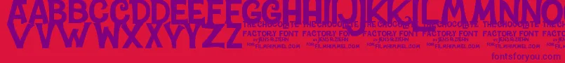 Шрифт CharlieTheChocolateFactory – фиолетовые шрифты на красном фоне