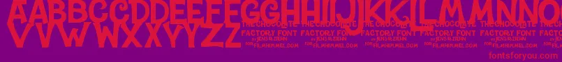 CharlieTheChocolateFactory-Schriftart – Rote Schriften auf violettem Hintergrund