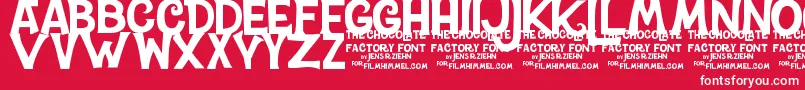 フォントCharlieTheChocolateFactory – 赤い背景に白い文字