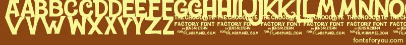 CharlieTheChocolateFactory Font – Yellow Fonts on Brown Background