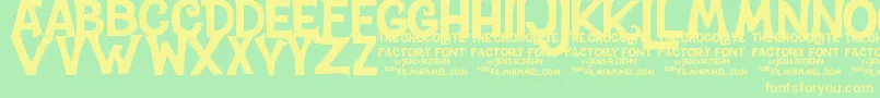 CharlieTheChocolateFactory-Schriftart – Gelbe Schriften auf grünem Hintergrund