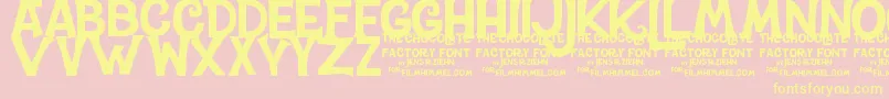 CharlieTheChocolateFactory-Schriftart – Gelbe Schriften auf rosa Hintergrund