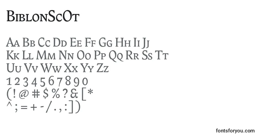 Czcionka BiblonScOt – alfabet, cyfry, specjalne znaki