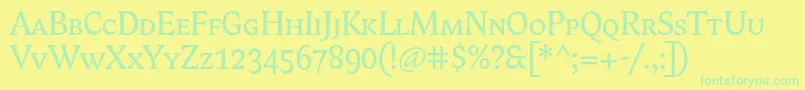 BiblonScOt-Schriftart – Grüne Schriften auf gelbem Hintergrund