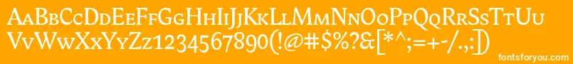 BiblonScOt-Schriftart – Weiße Schriften auf orangefarbenem Hintergrund