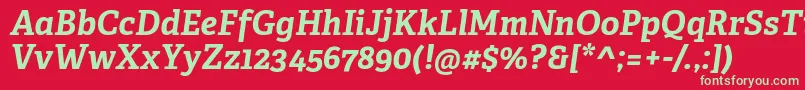 フォントAdelleCyrillicBoldItalic – 赤い背景に緑の文字