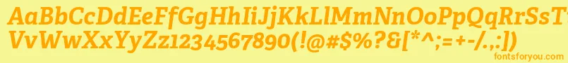 AdelleCyrillicBoldItalic Font – Orange Fonts on Yellow Background