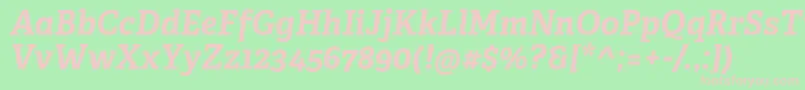 フォントAdelleCyrillicBoldItalic – 緑の背景にピンクのフォント