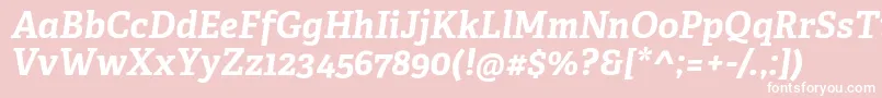 AdelleCyrillicBoldItalic-fontti – valkoiset fontit vaaleanpunaisella taustalla