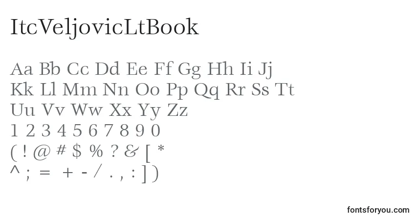 Czcionka ItcVeljovicLtBook – alfabet, cyfry, specjalne znaki
