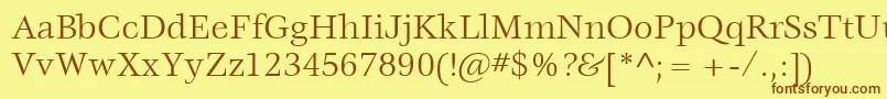 ItcVeljovicLtBook Font – Brown Fonts on Yellow Background