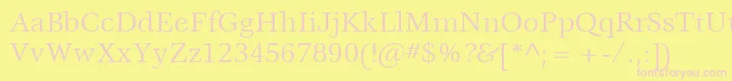 Fonte ItcVeljovicLtBook – fontes rosa em um fundo amarelo