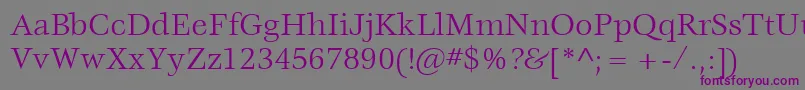ItcVeljovicLtBook-fontti – violetit fontit harmaalla taustalla