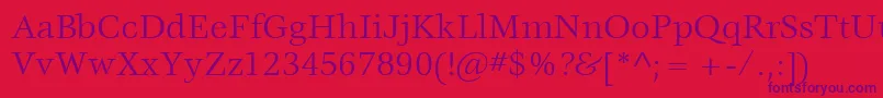 ItcVeljovicLtBook Font – Purple Fonts on Red Background