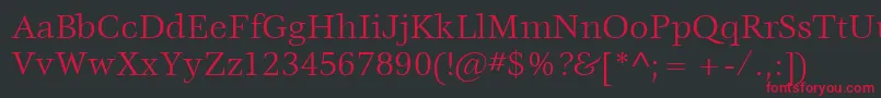 フォントItcVeljovicLtBook – 黒い背景に赤い文字