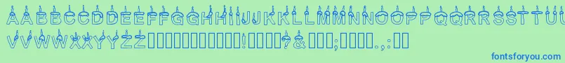フォントTimetoparty – 青い文字は緑の背景です。