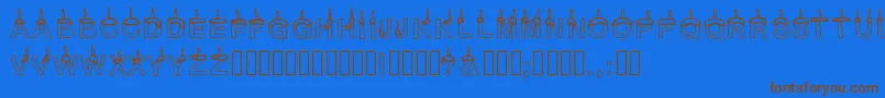 Timetoparty-Schriftart – Braune Schriften auf blauem Hintergrund