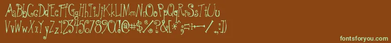 GreywolfQuirk-fontti – vihreät fontit ruskealla taustalla