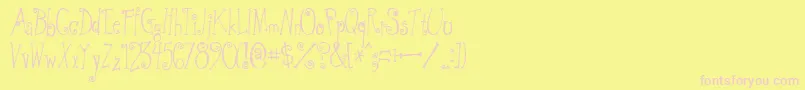 GreywolfQuirk-fontti – vaaleanpunaiset fontit keltaisella taustalla