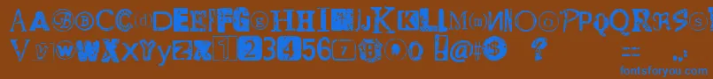 DistressedRansomNote Font – Blue Fonts on Brown Background