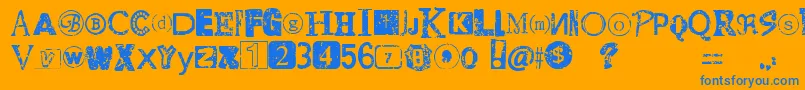 DistressedRansomNote Font – Blue Fonts on Orange Background