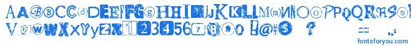 DistressedRansomNote Font – Blue Fonts on White Background
