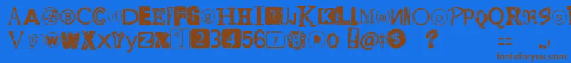 DistressedRansomNote Font – Brown Fonts on Blue Background