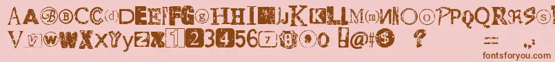 DistressedRansomNote Font – Brown Fonts on Pink Background