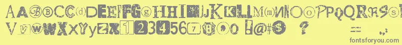 DistressedRansomNote Font – Gray Fonts on Yellow Background