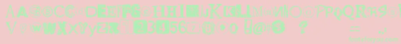 DistressedRansomNote-Schriftart – Grüne Schriften auf rosa Hintergrund